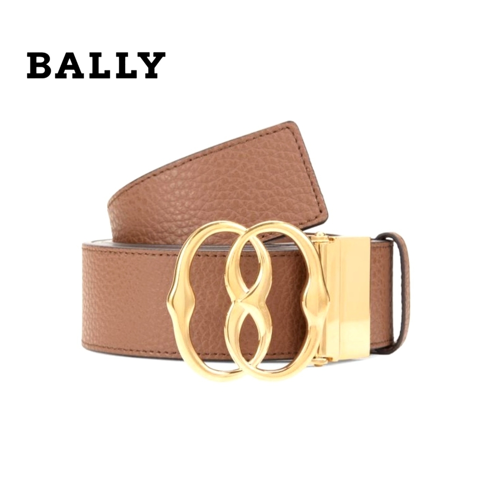PRICE DROP‼️NWT Bally Taurus Men's Tan Reversible Leather Gold Buckle Belt & Box